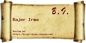 Bajer Irma névjegykártya